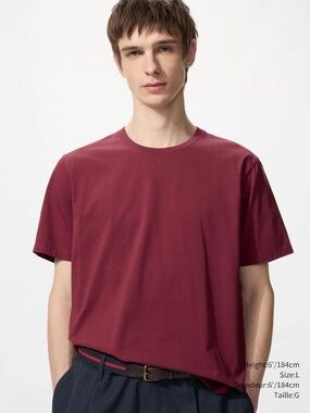 UNIQLO OVERSIZED CREW NECK T-SHIRT XXL BURGUNDY